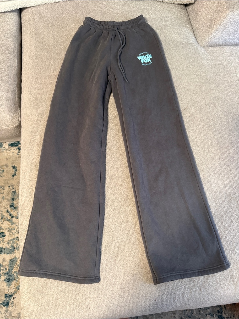 White Fox Charcoal Sweatpants with Mint Logo